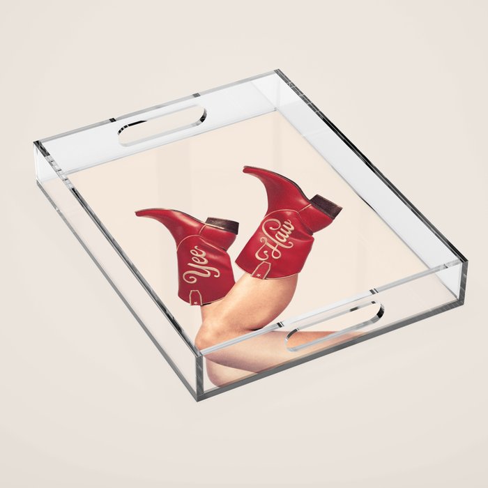 These Boots - Yeehaw Rustic Red n Neutral Acrylic Tray Gallery Image 1