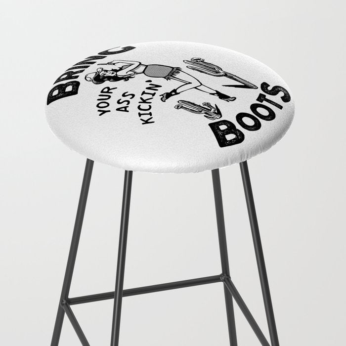 Bring Your Ass Kicking Boots! Cool Retro Cowgirl Gift Idea For Women Stool Gallery Image 2