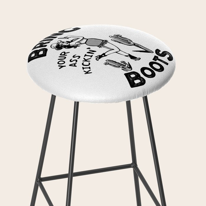 Bring Your Ass Kicking Boots! Cool Retro Cowgirl Gift Idea For Women Stool Gallery Image 2