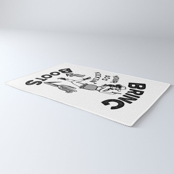Bring Your Ass Kicking Boots! Cool Retro Cowgirl Gift Idea For Women Rug Gallery Image 3