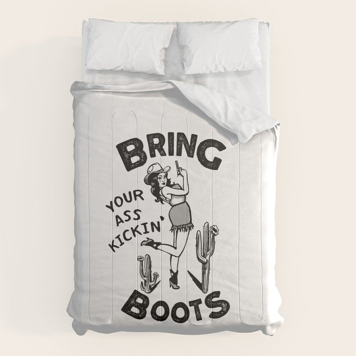 Bring Your Ass Kicking Boots! Cool Retro Cowgirl Gift Idea For Women Comforter Gallery Image 6
