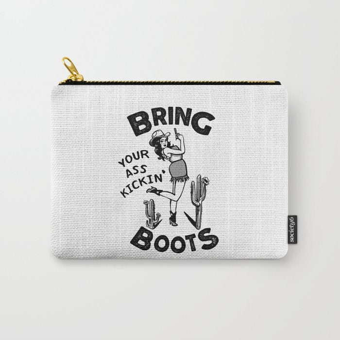 Bring Your Ass Kicking Boots! Cool Retro Cowgirl Gift Idea For Women Carry All Pouch Gallery Image 1