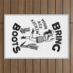 Bring Your Ass Kicking Boots! Cool Retro Cowgirl Gift Idea For Women Outdoor Rug Gallery Image 1