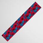 Red poppy garden on blue Table Runner Gallery Image 3