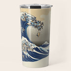 The Great Wave of Pugs Vanilla Sky Travel Mug Gallery Image 1