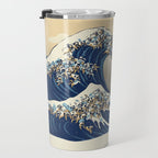 The Great Wave of Pugs Vanilla Sky Travel Mug Gallery Image 3