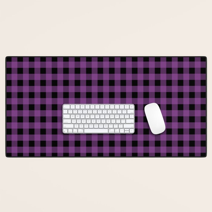 Halloween Gingham Check Pattern in Purple and Black Desk Mat Gallery Image 1