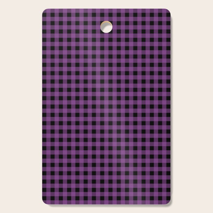 Halloween Gingham Check Pattern in Purple and Black Cutting Board Gallery Image 1