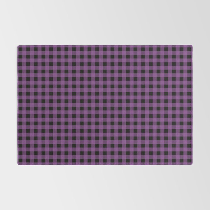 Halloween Gingham Check Pattern in Purple and Black Rug Gallery Image 2