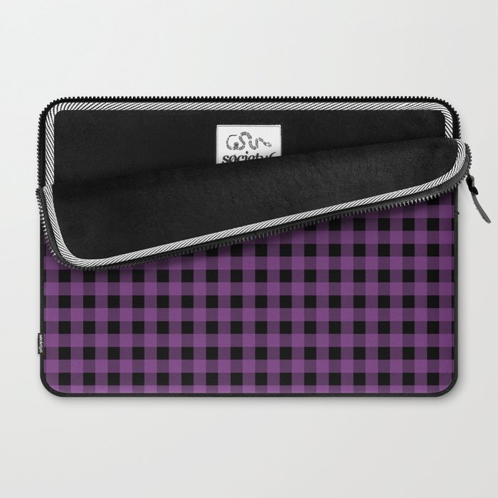 Halloween Gingham Check Pattern in Purple and Black Laptop Sleeve Gallery Image 2