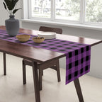 Halloween Gingham Check Pattern in Purple and Black Table Runner Gallery Image 2