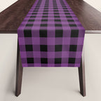 Halloween Gingham Check Pattern in Purple and Black Table Runner Gallery Image 1