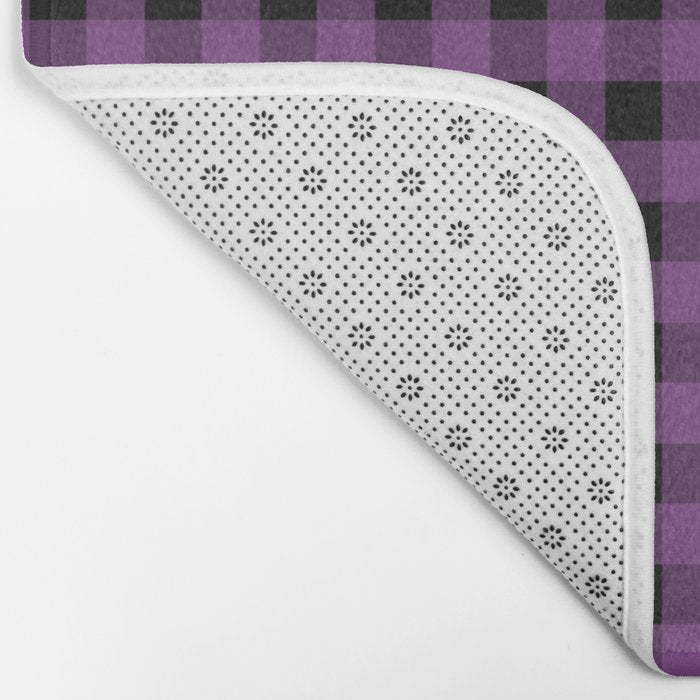 Halloween Gingham Check Pattern in Purple and Black Bath Mat Gallery Image 2