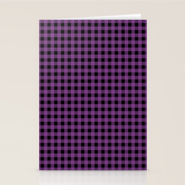Halloween Gingham Check Pattern in Purple and Black Stationery Card Gallery Image 1