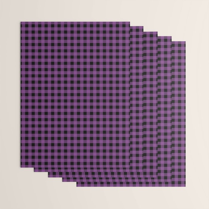 Halloween Gingham Check Pattern in Purple and Black Wrapping Paper Gallery Image 3