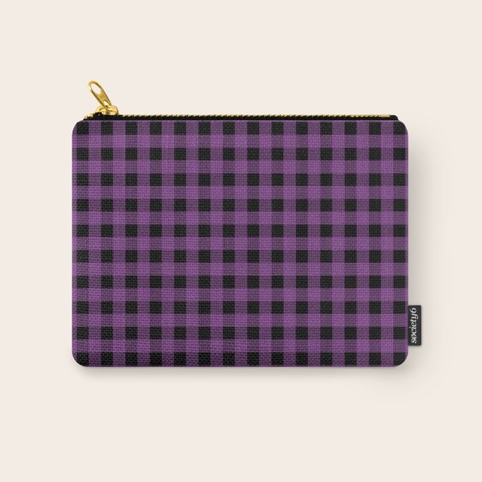 Halloween Gingham Check Pattern in Purple and Black Carry All Pouch Gallery Image 1