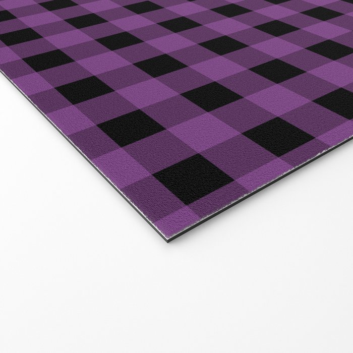 Halloween Gingham Check Pattern in Purple and Black Welcome Mat Gallery Image 2