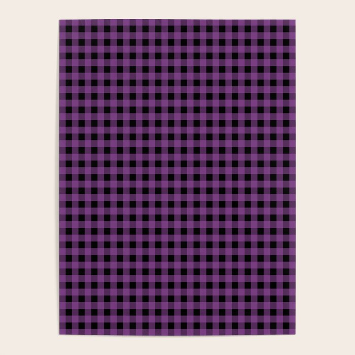 Halloween Gingham Check Pattern in Purple and Black Poster Gallery Image 1