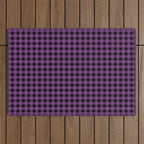 Halloween Gingham Check Pattern in Purple and Black Outdoor Rug Gallery Image 1