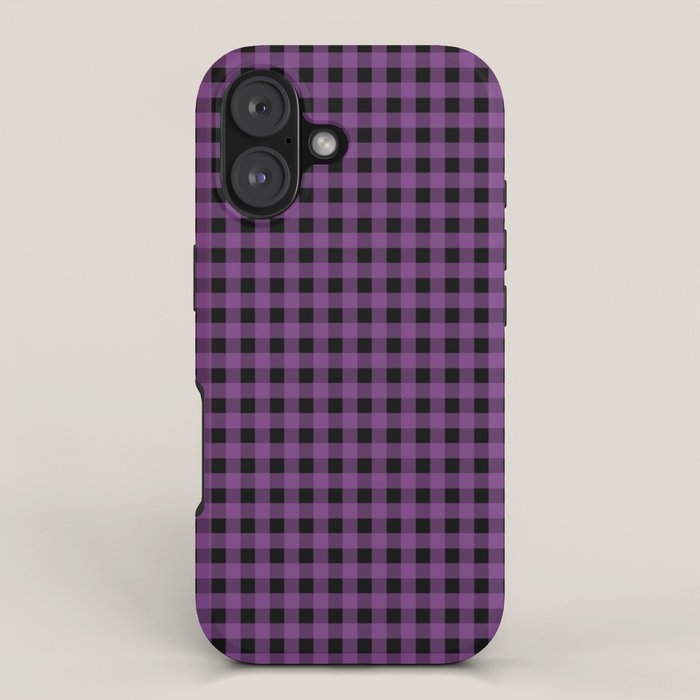 Halloween Gingham Check Pattern in Purple and Black iPhone Case Gallery Image 1