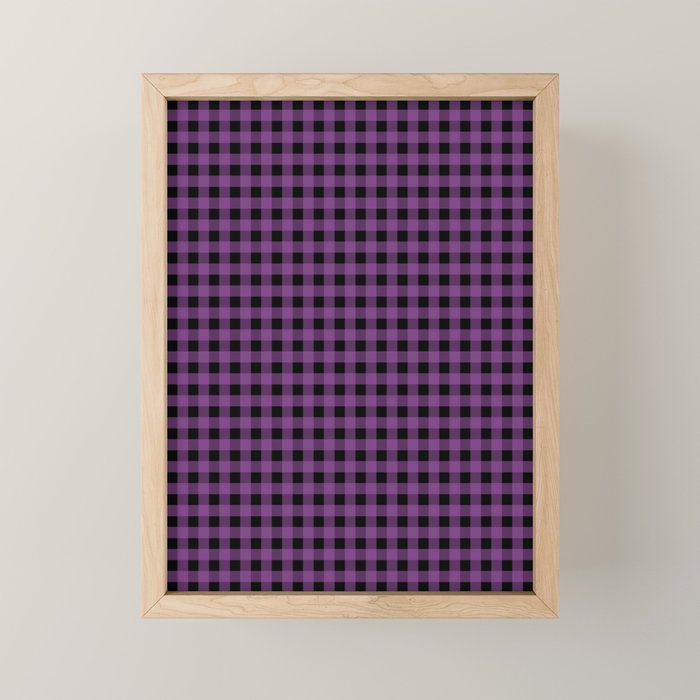 Halloween Gingham Check Pattern in Purple and Black Mini Art Print Gallery Image 1