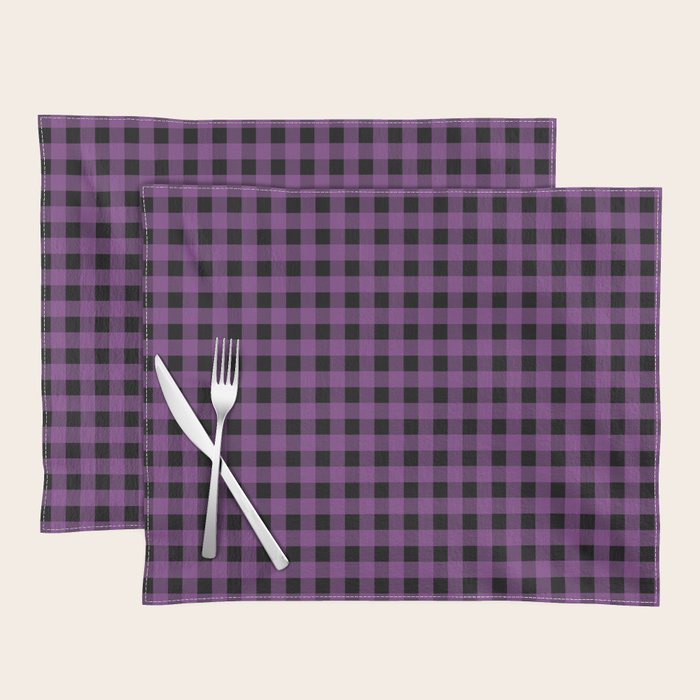 Halloween Gingham Check Pattern in Purple and Black Placemat Gallery Image 1