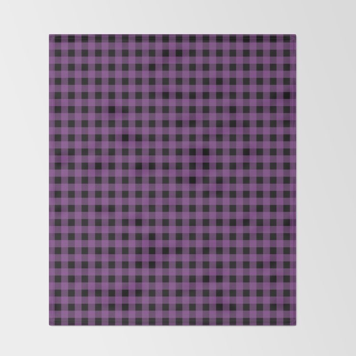 Halloween Gingham Check Pattern in Purple and Black Throw Blanket Gallery Image 2