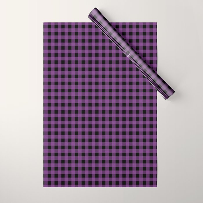Halloween Gingham Check Pattern in Purple and Black Wrapping Paper Gallery Image 1