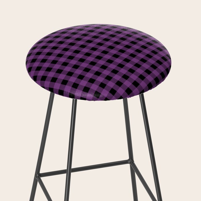 Halloween Gingham Check Pattern in Purple and Black Stool Gallery Image 2