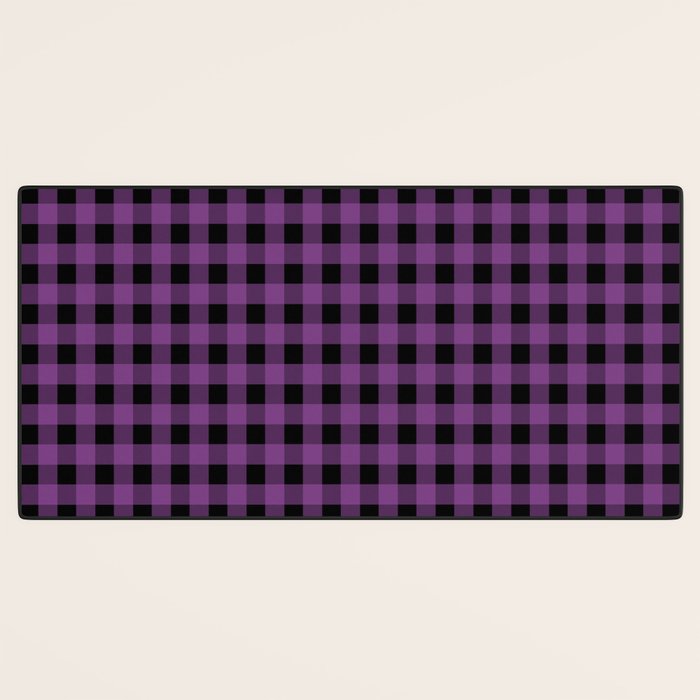 Halloween Gingham Check Pattern in Purple and Black Desk Mat Gallery Image 3