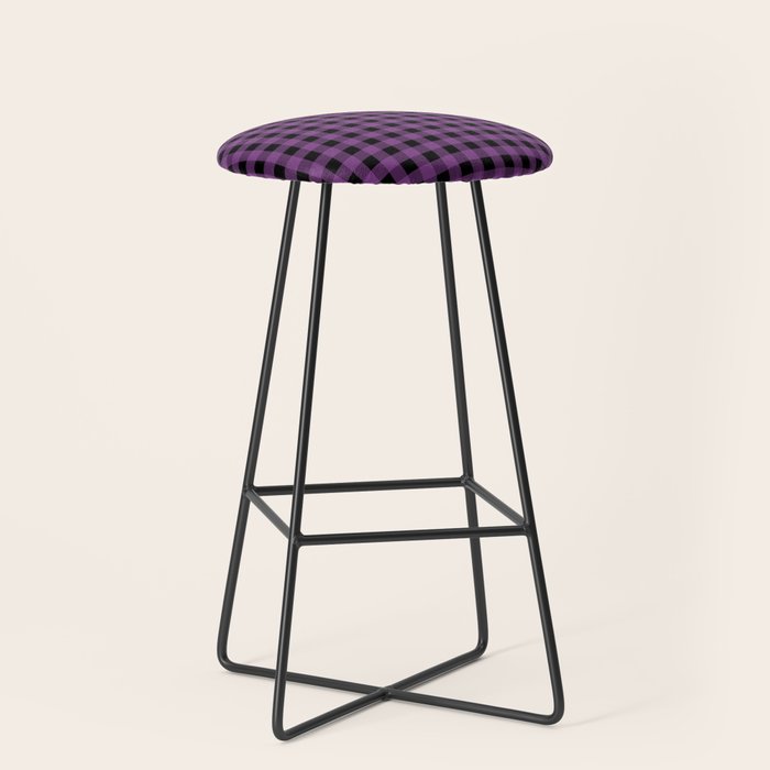 Halloween Gingham Check Pattern in Purple and Black Stool Gallery Image 1