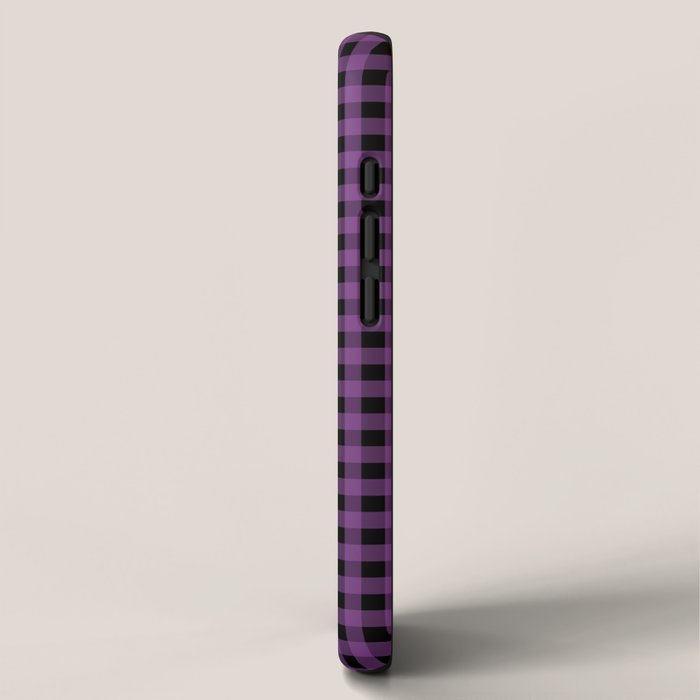 Halloween Gingham Check Pattern in Purple and Black iPhone Case Gallery Image 2