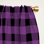 Halloween Gingham Check Pattern in Purple and Black Window Curtain Gallery Image 2