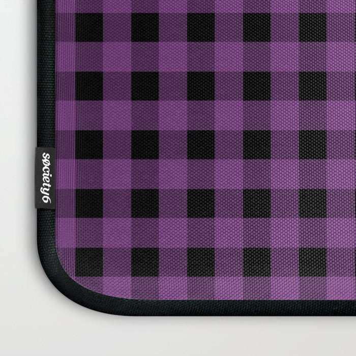 Halloween Gingham Check Pattern in Purple and Black Laptop Sleeve Gallery Image 3