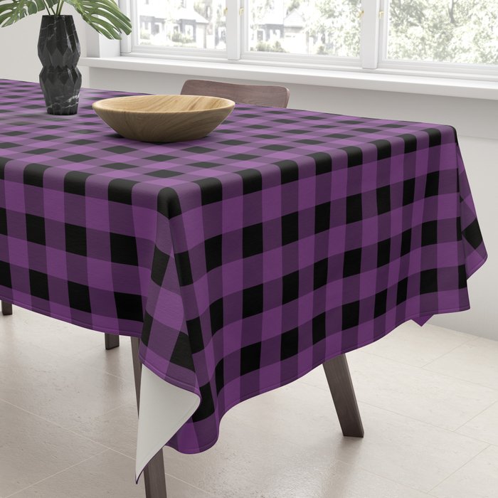 Halloween Gingham Check Pattern in Purple and Black Tablecloth Gallery Image 3