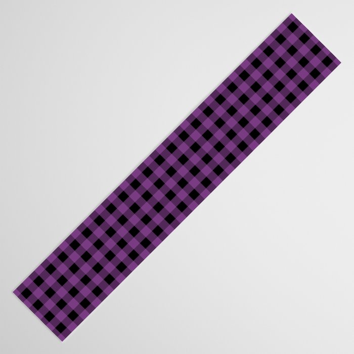 Halloween Gingham Check Pattern in Purple and Black Table Runner Gallery Image 3