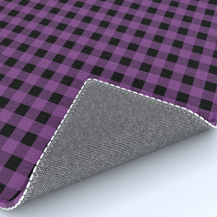 Halloween Gingham Check Pattern in Purple and Black Rug Gallery Image 4
