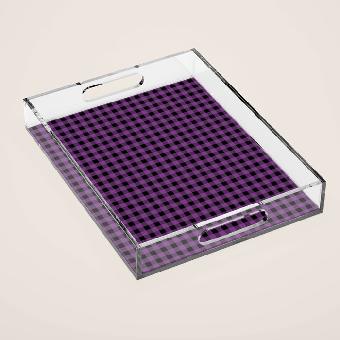 Halloween Gingham Check Pattern in Purple and Black Acrylic Tray Gallery Image 1