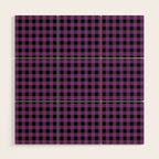 Halloween Gingham Check Pattern in Purple and Black Wood Wall Art Gallery Image 1