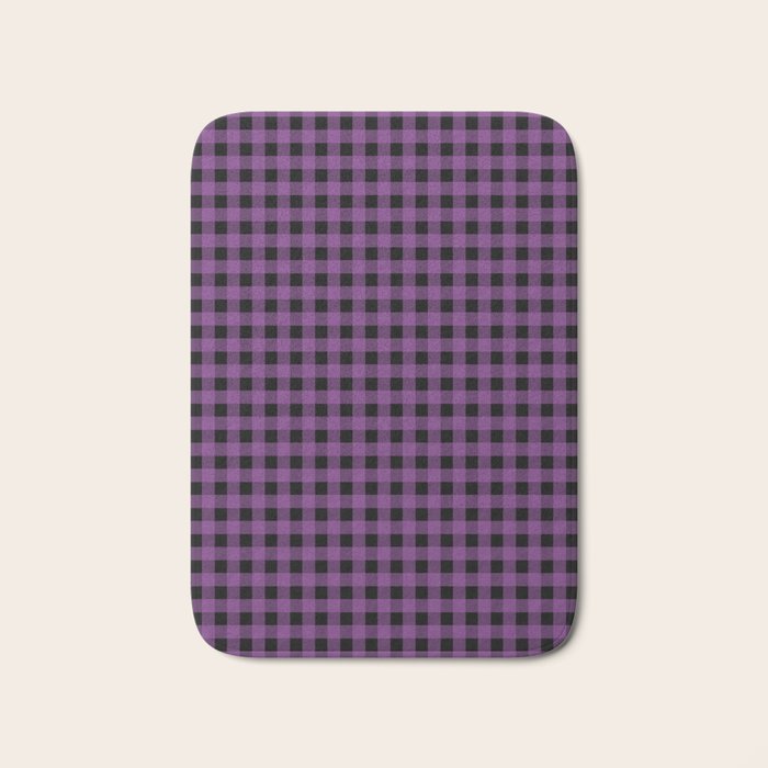 Halloween Gingham Check Pattern in Purple and Black Bath Mat Gallery Image 1