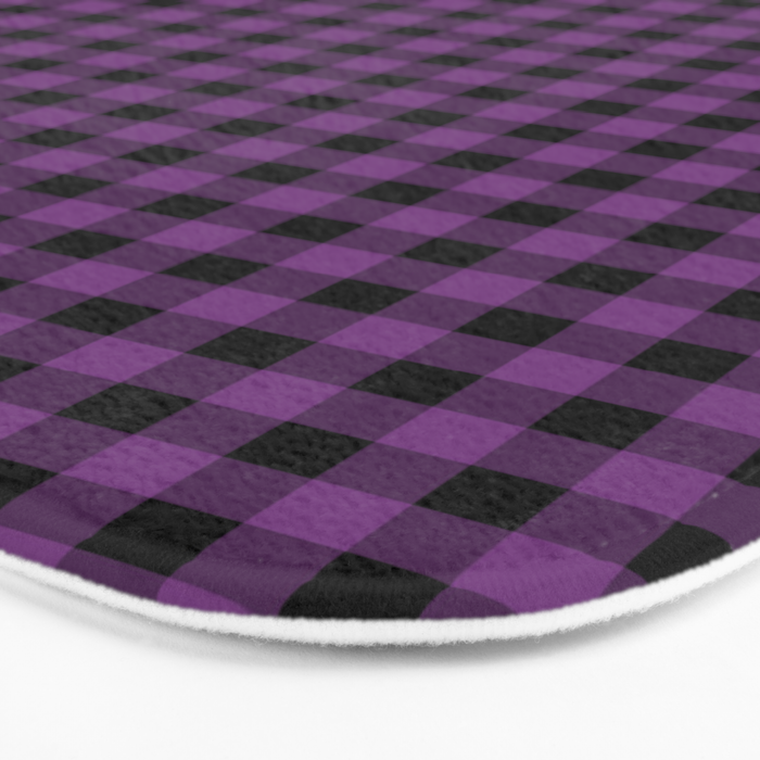 Halloween Gingham Check Pattern in Purple and Black Bath Mat Gallery Image 3