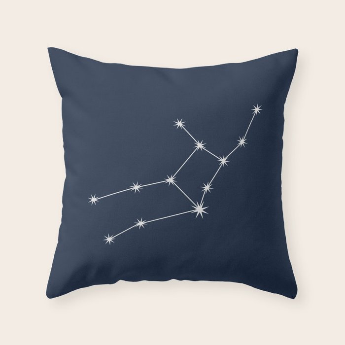 Virgo Zodiac Star Constellation Line Art Dark Blue Throw Pillow Gallery Image 1