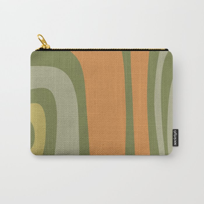 Tiki Abstract Minimalist Mid-Century Modern Pattern in Retro Olive Green and Orange Tones Carry All Pouch Gallery Image 1