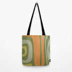 Tiki Abstract Minimalist Mid-Century Modern Pattern in Retro Olive Green and Orange Tones Tote Bag Gallery Image 2