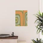 Tiki Abstract Minimalist Mid-Century Modern Pattern in Retro Olive Green and Orange Tones Poster Gallery Image 2