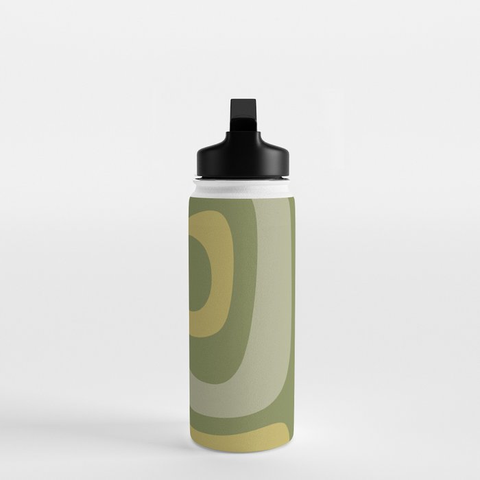 Tiki Abstract Minimalist Mid-Century Modern Pattern in Retro Olive Green and Orange Tones Water Bottle Gallery Image 3