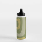 Tiki Abstract Minimalist Mid-Century Modern Pattern in Retro Olive Green and Orange Tones Water Bottle Gallery Image 3