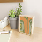 Tiki Abstract Minimalist Mid-Century Modern Pattern in Retro Olive Green and Orange Tones Mini Art Print Gallery Image 2