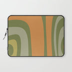 Tiki Abstract Minimalist Mid-Century Modern Pattern in Retro Olive Green and Orange Tones Laptop Sleeve Gallery Image 1