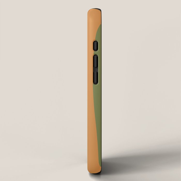 Tiki Abstract Minimalist Mid-Century Modern Pattern in Retro Olive Green and Orange Tones iPhone Case Gallery Image 2